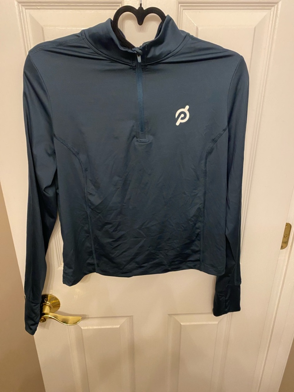 Peloton Navy Blue Long Sleeve Half-Zip Top cropped